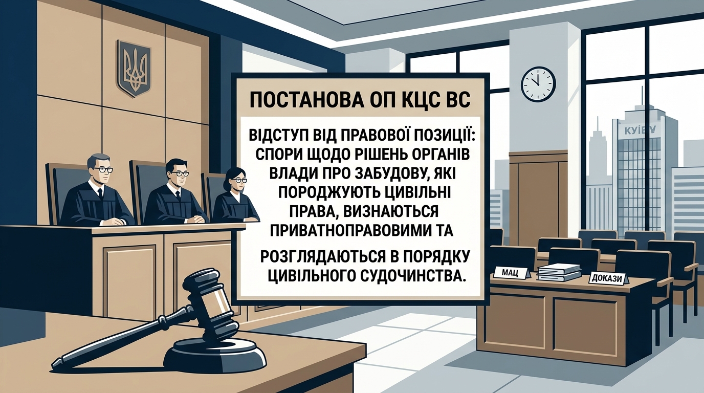 Відступ від правової позиції щодо юрисдикції спорів про оскарження рішень органів влади про забудову - ОП КЦС