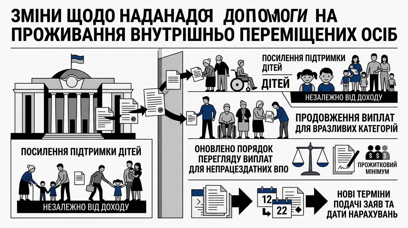 Зміни щодо надання допомоги на проживання внутрішньо переміщених осіб