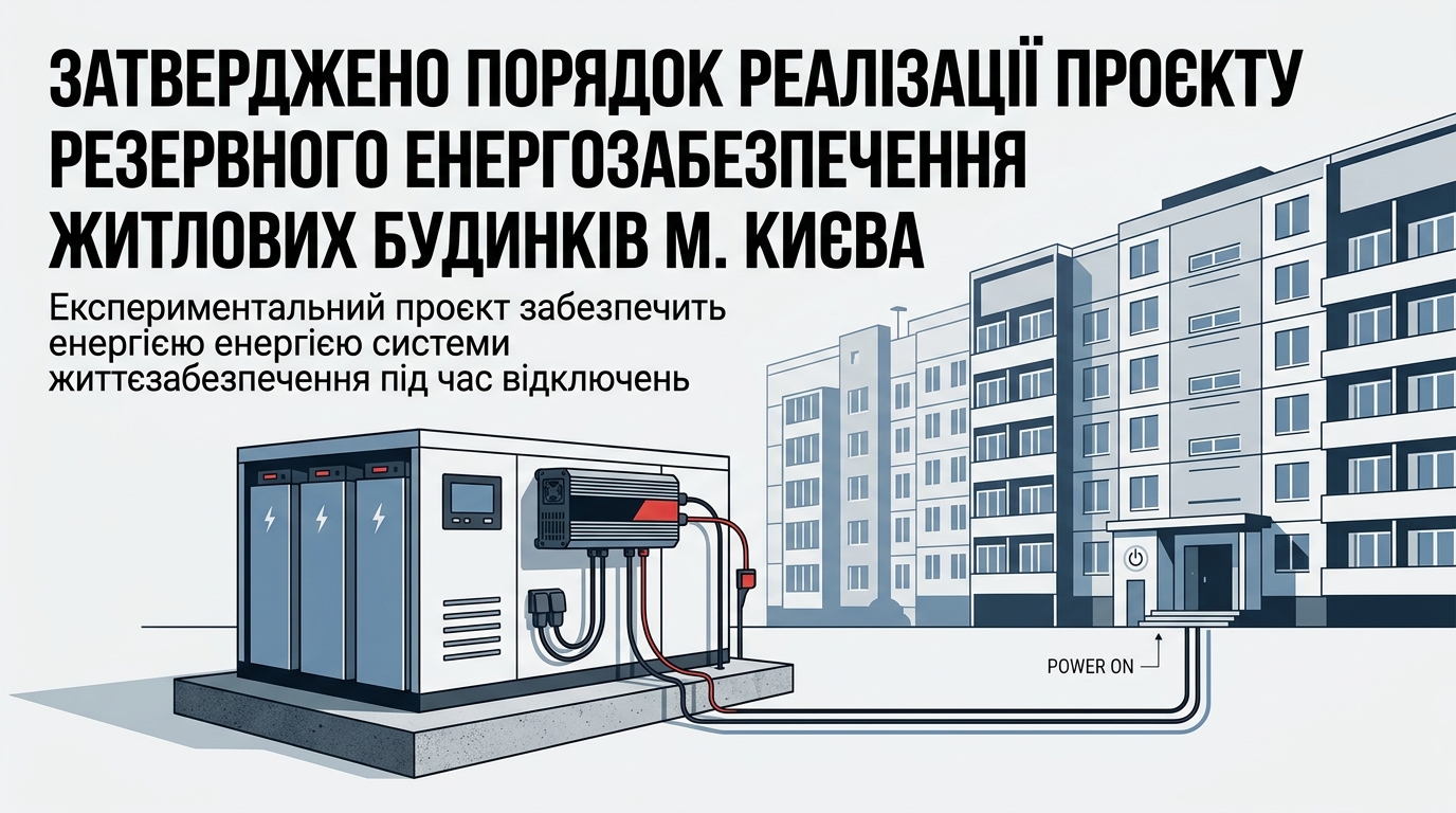 Ілюстрація багатоквартирного будинку в Києві, що має резервне енергозабезпечення або генератор.