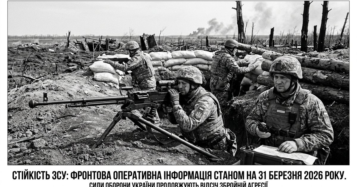 Українські військові під час виконання бойового завдання на фронті 31 березня 2026 року, символ стійкості ЗСУ.