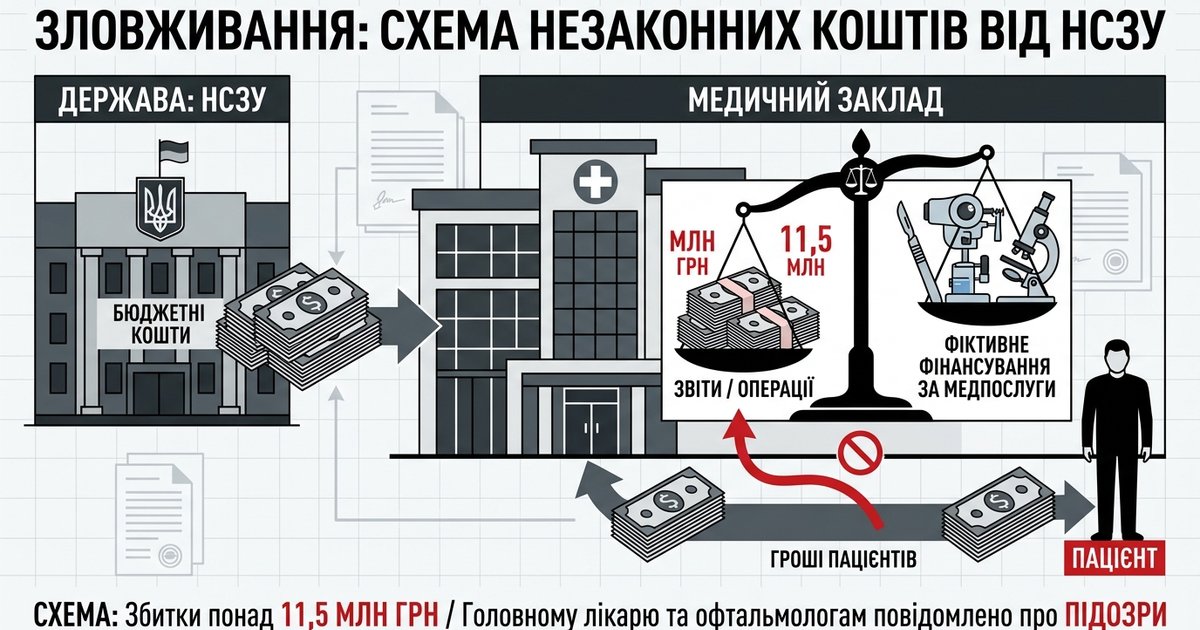 Зловживання щодо отримання коштів від Національної служби здоров’я України за медичні послуги, оплату яких здійснили пацієнти - повідомлено про підозри