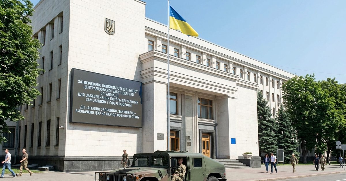Оборонні закупівлі під час воєнного стану,  на фоні будівлі Кабінету Міністрів України