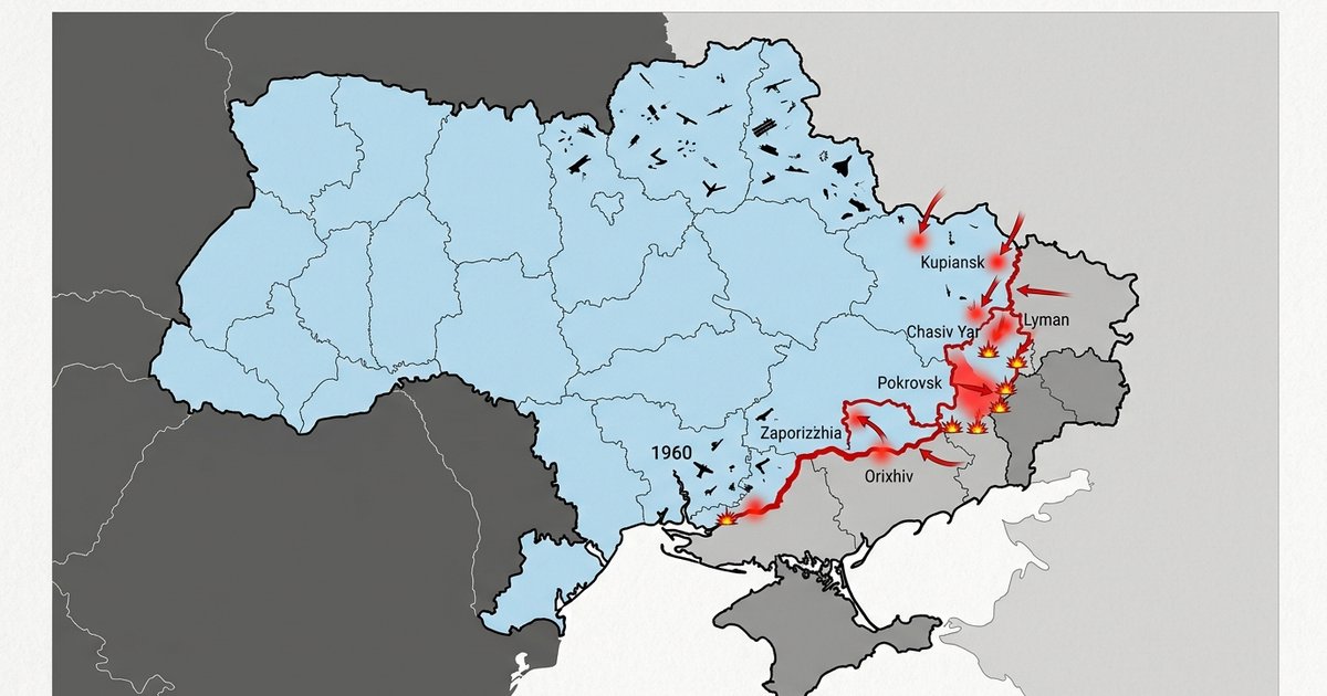 Карта бойових дій на 8 квітня 2026 року, з позначенням гарячих точок, напрямків атак та уламками збитих ворожих дронів.