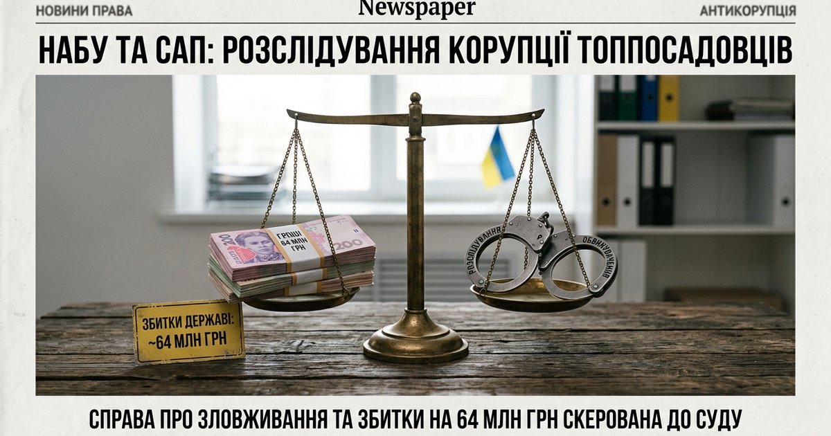 Спрямовано до суду обвинувальний акт про зловживання топпосадовців двох міністерств, якими спричинені державі збитки на суму близько 64 млн грн
