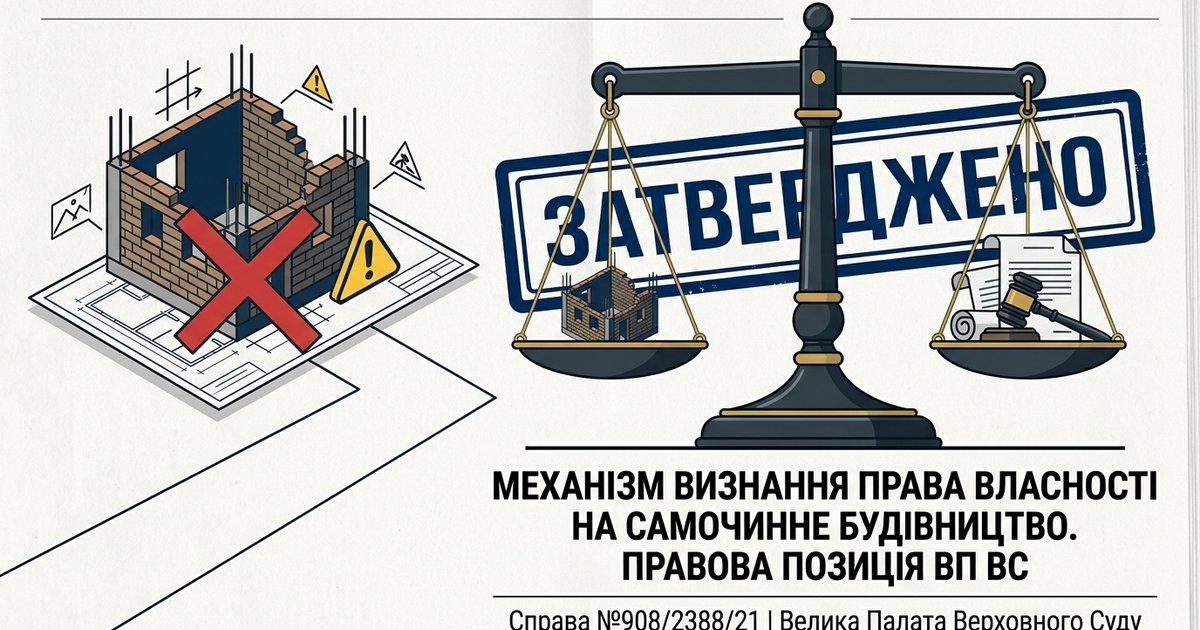 Щодо умов визнання за рішенням суду права власності на об'єкт самочинного будівництва - ВП ВС