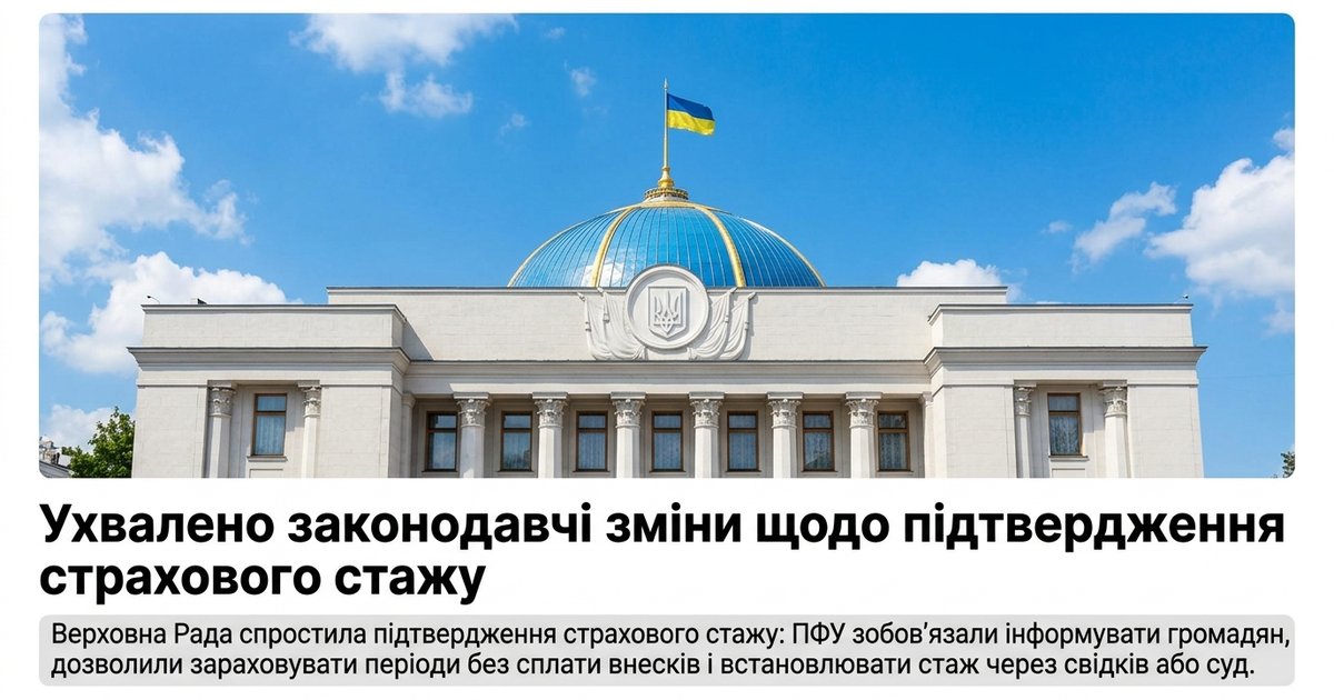 Ухвалено законодавчі зміни щодо підтвердження страхового стажу