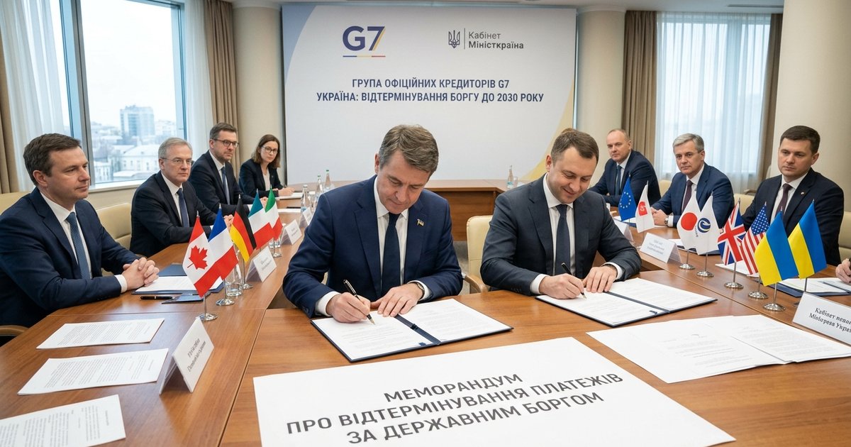 G7 та Кабінет Міністрів України підписали документ про відтермінування боргу з представниками країн-кредиторів, кольоровий