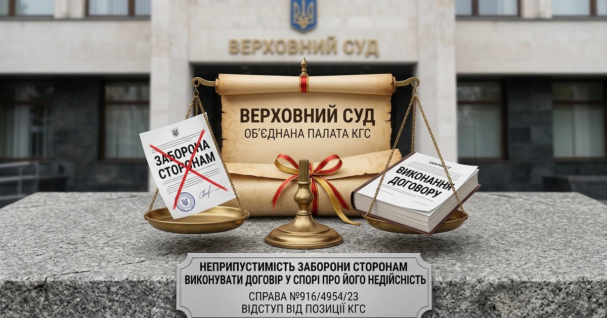 Щодо неприпустимості застосування судом заборони відповідачам вчиняти дії з виконання укладеного між ними договору  у спорі про визнання такого договору недійсним - ОП КГС