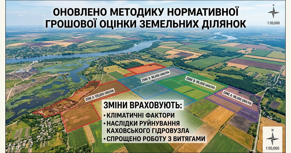 Ухвалено зміни до Методики нормативної грошової оцінки земельних ділянок