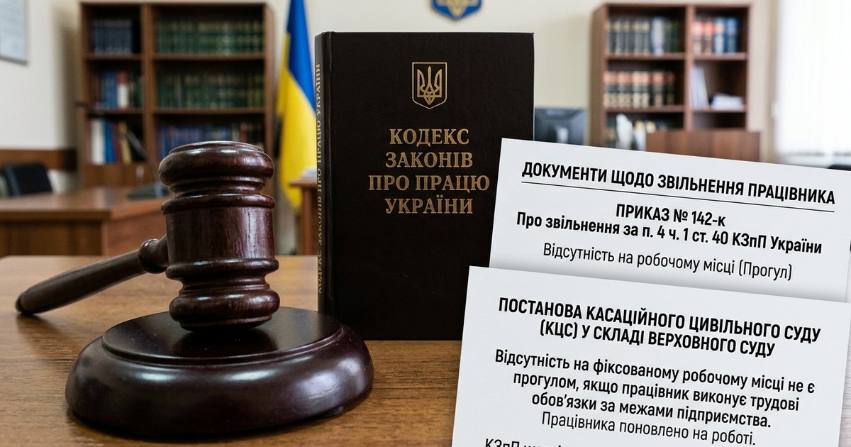 Щодо поняття прогулу та робочого місця працівника для цілей звільнення за п. 4 ч. 1 ст. 40 КЗпП України - КЦС