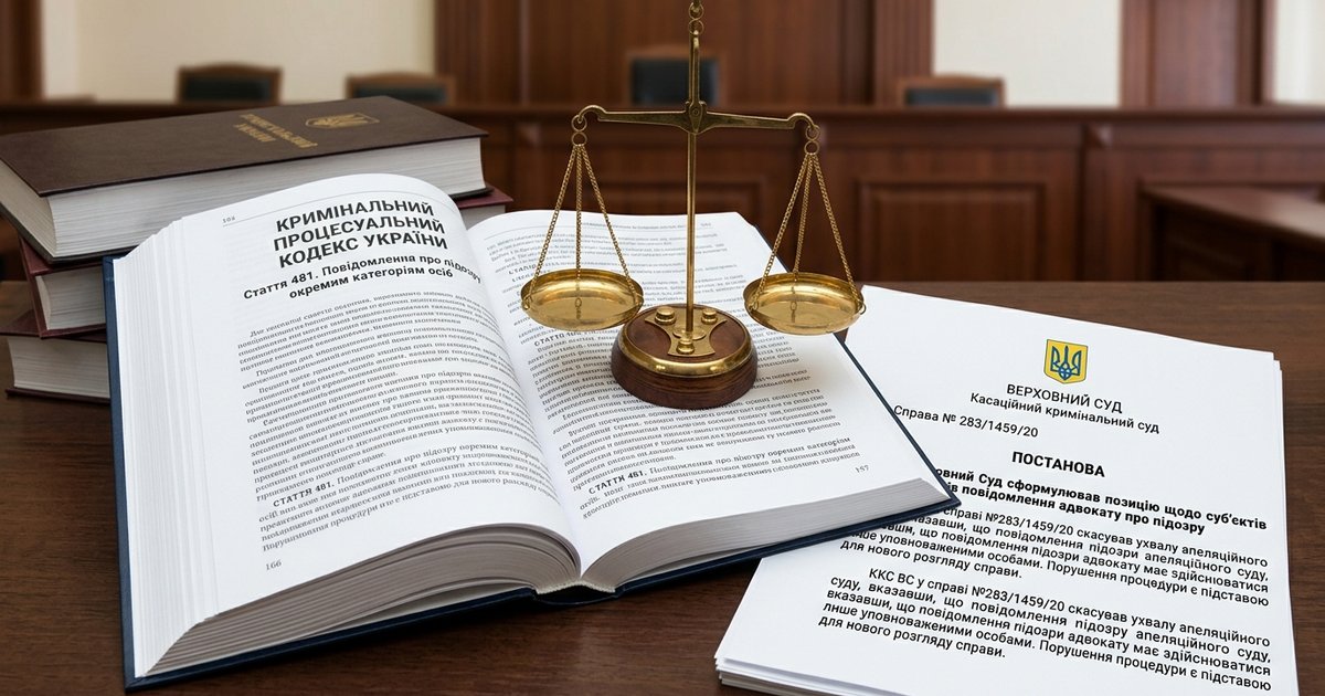 Щодо суб'єктів повідомлення адвокату про підозру та про наслідки порушення вимог ст. 481 КПК України - ККС