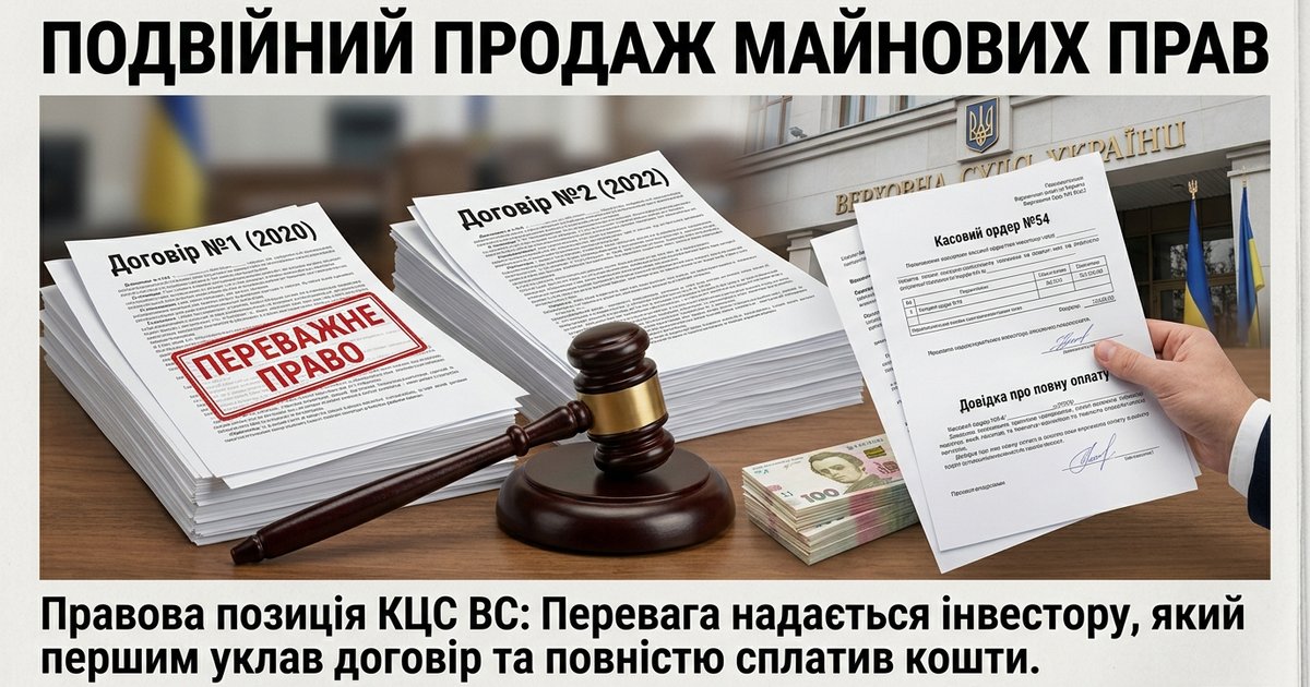 Про переважне право на об'єкт інвестування при подвійному продажу майнових прав і правову оцінку інвестування готівковими коштами - КЦС