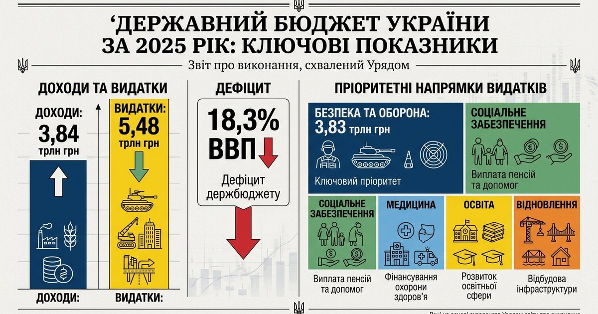 Звіт про виконання Державного бюджету України за 2025 рік схвалено Урядом