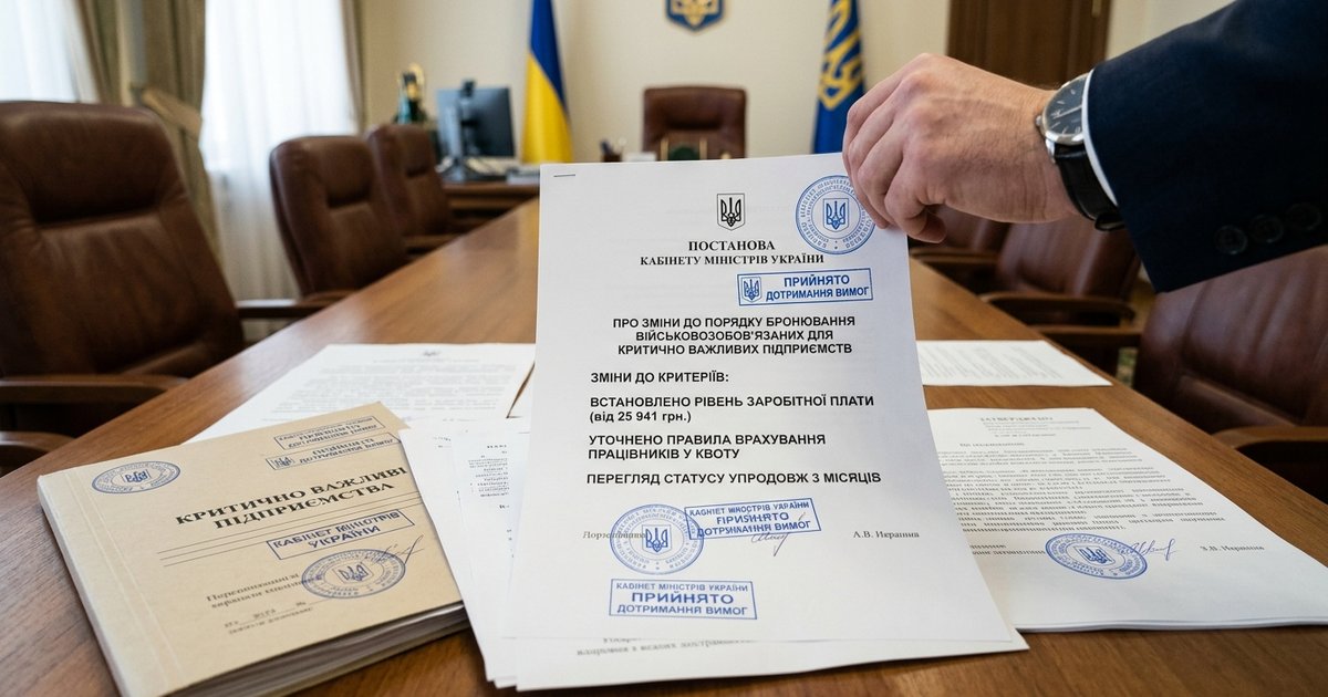 Зміни до порядку бронювання військовозобовʼязаних для критично важливих підприємств
