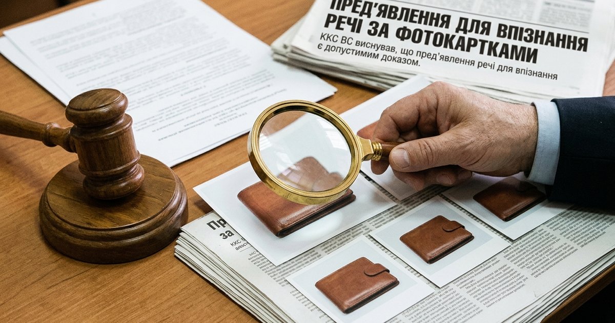 Пред'явлення для  впізнання речі за фотокартками за умови дотримання загальних процесуальних правил впізнання не зумовлює визнання такого доказу недопустимим - ККС