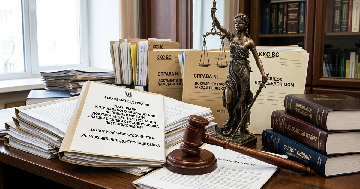 Матеріали кримінального провадження не повинні містити документів про застосування заходів безпеки стосовно свідка під псевдонімом - ККС