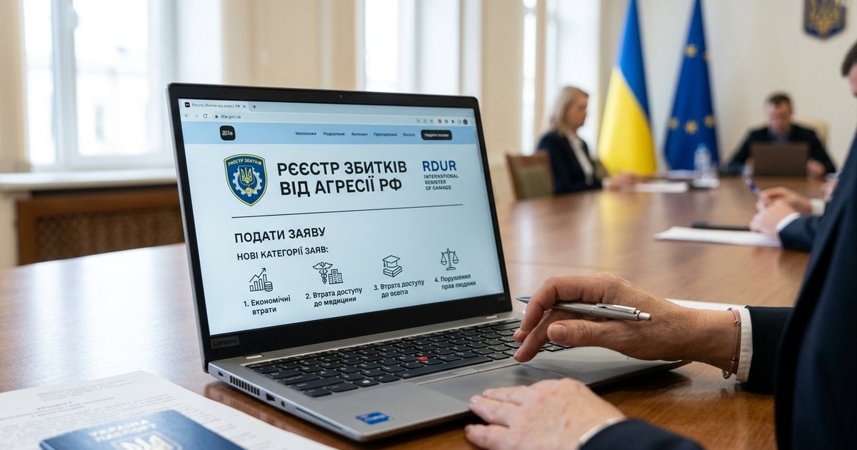 Нові категорії заяв до міжнародного Реєстру збитків, завданих агресією рф