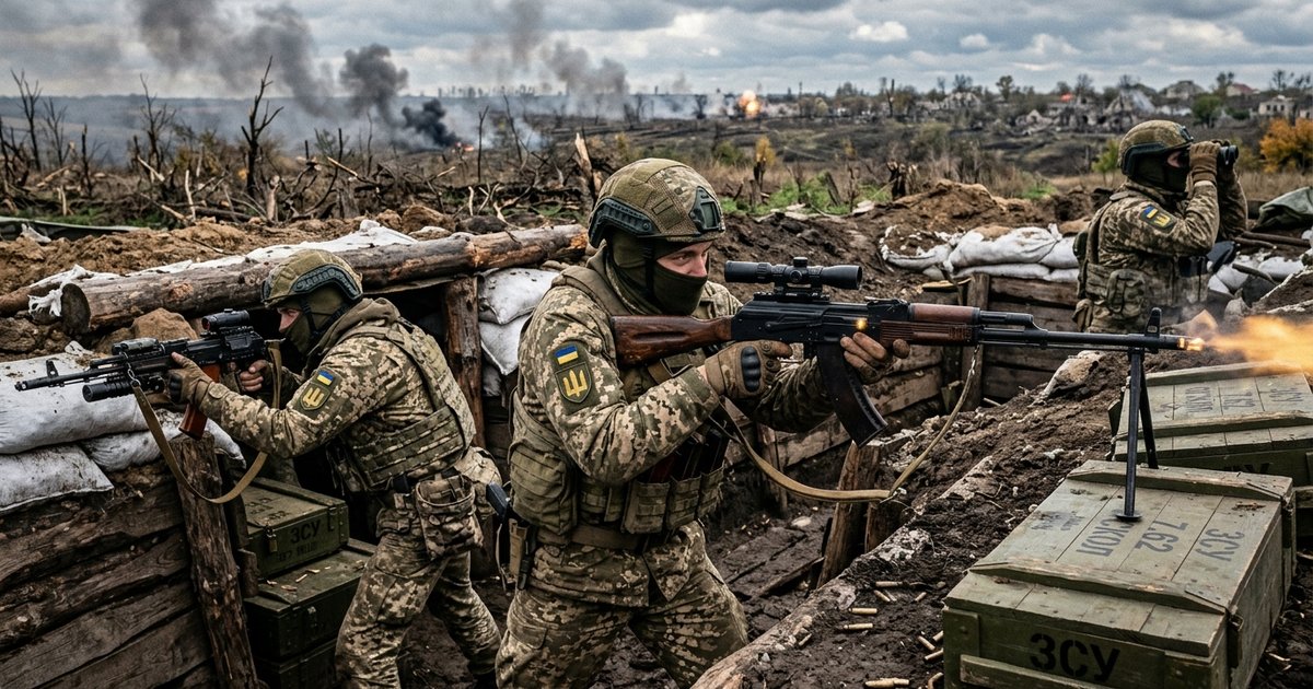 Українські захисники в обороні ведуть вогонь по позиціях російських окупантів на лінії фронту.